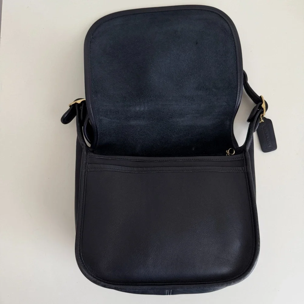 Coach Classic Pouch Saddle Bag Black Leather Flap 75th Anniversary Limited 9170